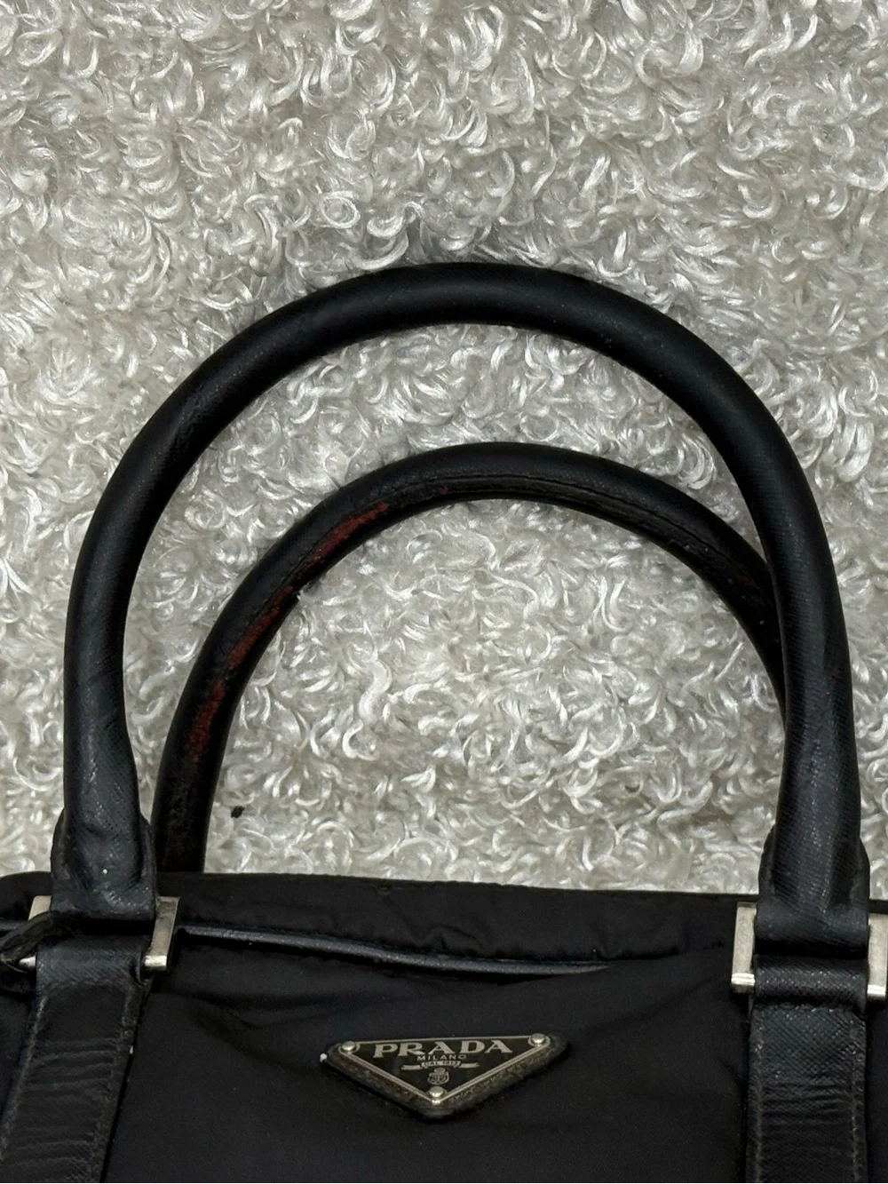 PRADA - Black Nylon Leather Business Bag